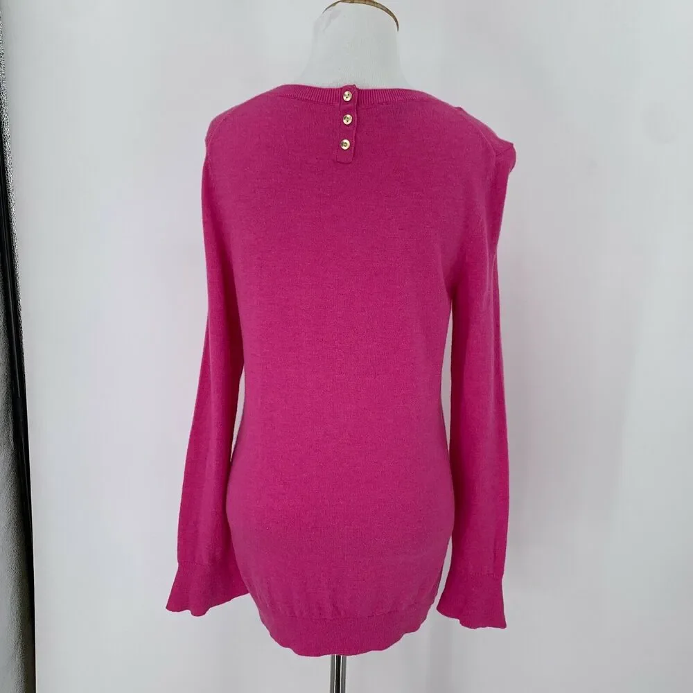 Talbots Sweater Womens S Small Lambswool Blend Bell Wrist Long Sleeve Pullover